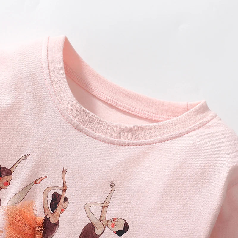 Little maven Kids Clothes Children's Clothing 2026 Autumn Cotton Baby Girls Cartoon Ballet Dancer Long Sleeves Dresses 2-7 year Electrokidsstore
