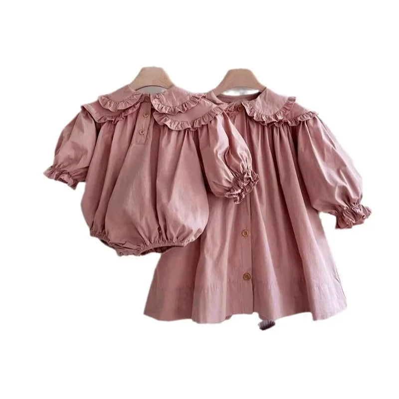 2026 Spring New Children Long Sleeve Casual Dress Cotton Girls Cute Loose Puff Sleeve Dress Toddler Cardigan Dress Kids Clothes Electrokidsstore