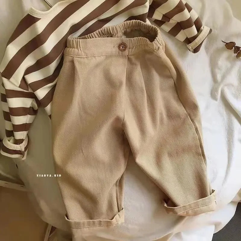 2025 Spring New Children Loose Trousers Fashion Infant Girls Solid Casual Pants Toddler Boys Versatile Harem Pants Kids Clothes Electrokidsstore