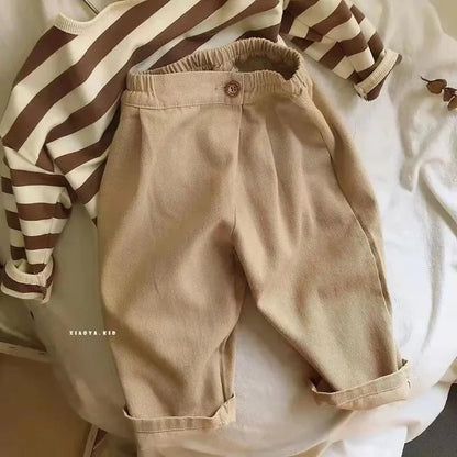 2025 Spring New Children Loose Trousers Fashion Infant Girls Solid Casual Pants Toddler Boys Versatile Harem Pants Kids Clothes Electrokidsstore
