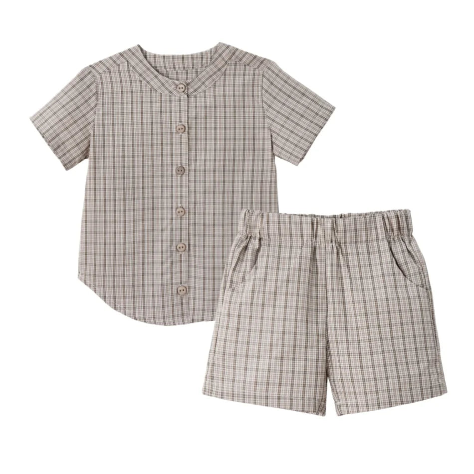 AS  SS26 Heritage collection brown Checked smocking  girls dress knitting boys sister brother family match clothes Electrokidsstore