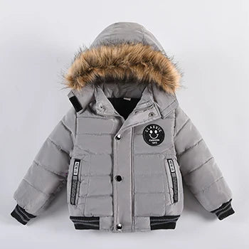 Autumn Winter Boys Jacket New Keep Warm Baby Coat Hooded Zipper Fashion Fur Collar Boys Outerwear 2 3 4 5 6 Years Kids Clothes Electrokidsstore