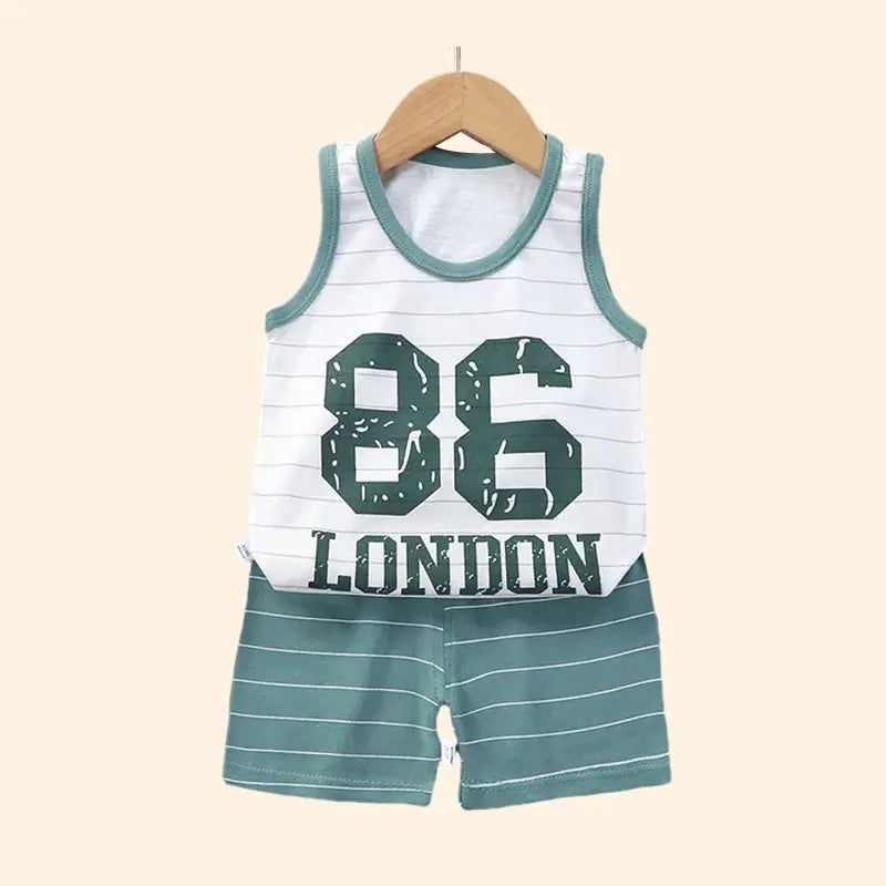 Children Sets Kids Clothes Boys Girls Vest Suit  Summer Children's Clothing baby Cotton T-Shirts Shorts Tank Top Sleeveless Electrokidsstore