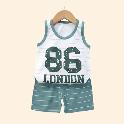 Children Sets Kids Clothes Boys Girls Vest Suit  Summer Children's Clothing baby Cotton T-Shirts Shorts Tank Top Sleeveless Electrokidsstore