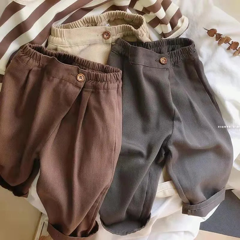 2025 Spring New Children Loose Trousers Fashion Infant Girls Solid Casual Pants Toddler Boys Versatile Harem Pants Kids Clothes Electrokidsstore