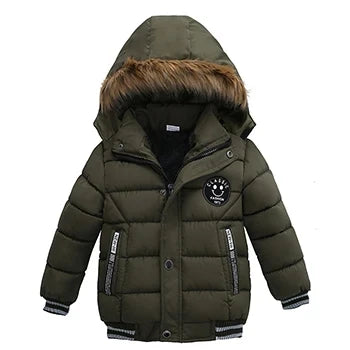 Autumn Winter Boys Jacket New Keep Warm Baby Coat Hooded Zipper Fashion Fur Collar Boys Outerwear 2 3 4 5 6 Years Kids Clothes Electrokidsstore