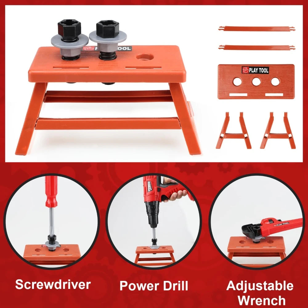 Children's Tool Set with Electric Toy Drill Kids Power Construction Toy Pretend Play Toy Tools Kit for Toddler Boys Girls Child Electrokidsstore