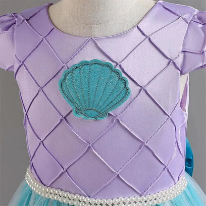 Fairy Tale The Little Mermaid Costume Glowing Princess Ball Gown ‌Featured with Embroidery Deluxe Carnival Human Ariel Dress Electrokidsstore