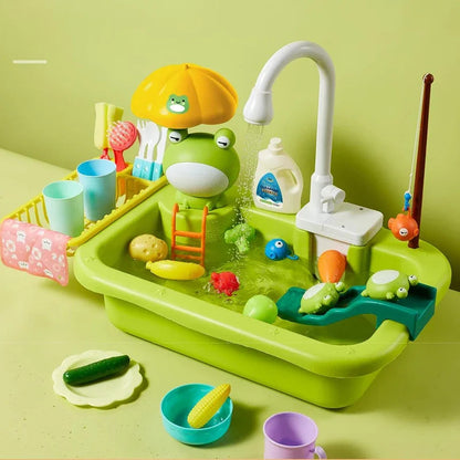 Kids Kitchen Sink Toys Electric Dishwasher Playing Toy With Running Water Pretend Play Food Fishing Toy Role Playing Girls Gift Electrokidsstore