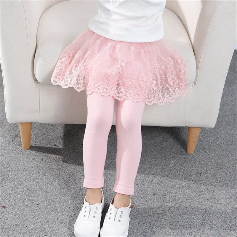 New Baby Girls Leggings Lace Princess Skirt-pants Spring Autumn Children Slim Skirt Trousers for 2-7 Years Kids Clothes Electrokidsstore