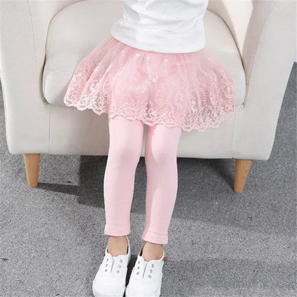 New Baby Girls Leggings Lace Princess Skirt-pants Spring Autumn Children Slim Skirt Trousers for 2-7 Years Kids Clothes Electrokidsstore