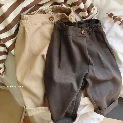 2025 Spring New Children Loose Trousers Fashion Infant Girls Solid Casual Pants Toddler Boys Versatile Harem Pants Kids Clothes Electrokidsstore