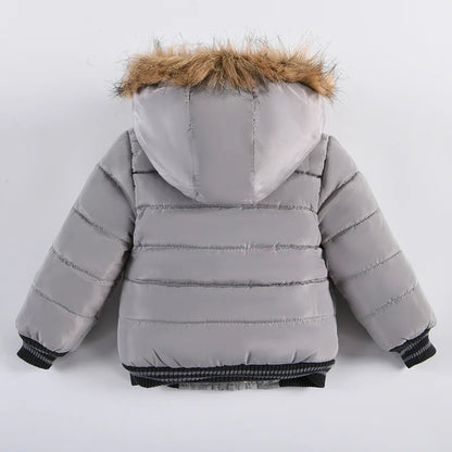 Autumn Winter Boys Jacket New Keep Warm Baby Coat Hooded Zipper Fashion Fur Collar Boys Outerwear 2 3 4 5 6 Years Kids Clothes Electrokidsstore