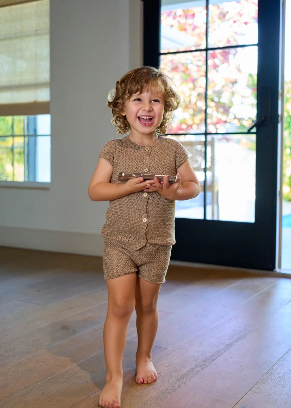 AS  SS26 Heritage collection brown Checked smocking  girls dress knitting boys sister brother family match clothes Electrokidsstore