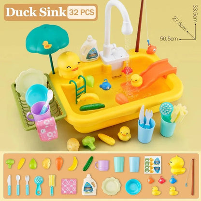 Kids Kitchen Sink Toys Electric Dishwasher Playing Toy With Running Water Pretend Play Food Fishing Toy Role Playing Girls Gift Electrokidsstore