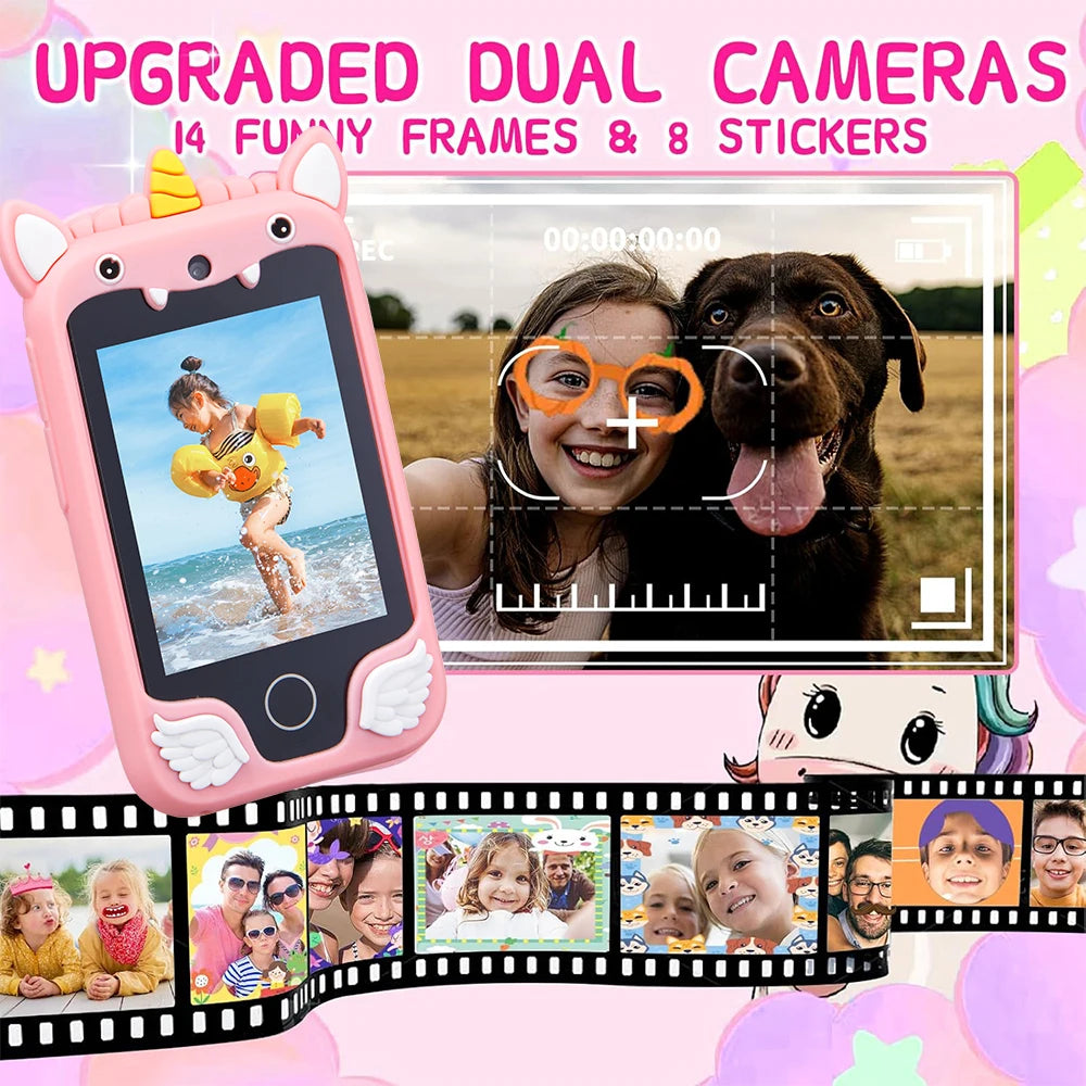 Kids Smart Phone Camera Toys Touchscreen Unicorn Baby Mobile MP3 Player Digital Camera Educational Toys for Girls Boys Age 3-8 Electrokidsstore