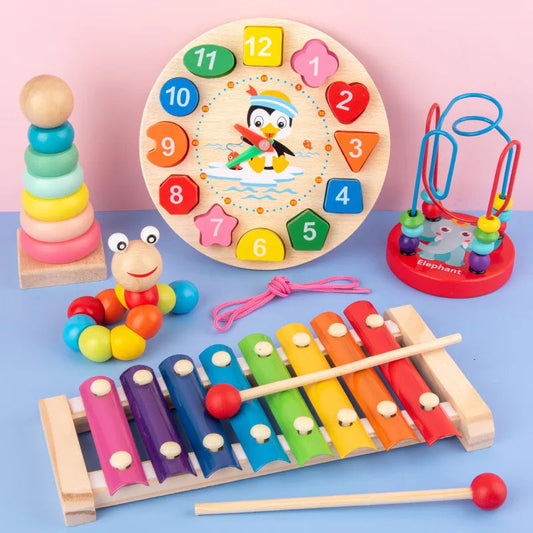 Montessori Baby Toys Kids 3D Wooden Puzzles Early Learning Baby Games Toys Educational Wooden Toys For Children Birthday Gifts Electrokidsstore