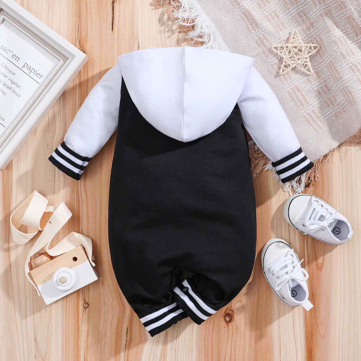 IURNXB Baby Boys Girls Romper Hooded Baseball Long Sleeve Infant Onesie Beach Outfits Newborn Sweatshirt Clothes Jumpsuit 0-18M Electrokidsstore