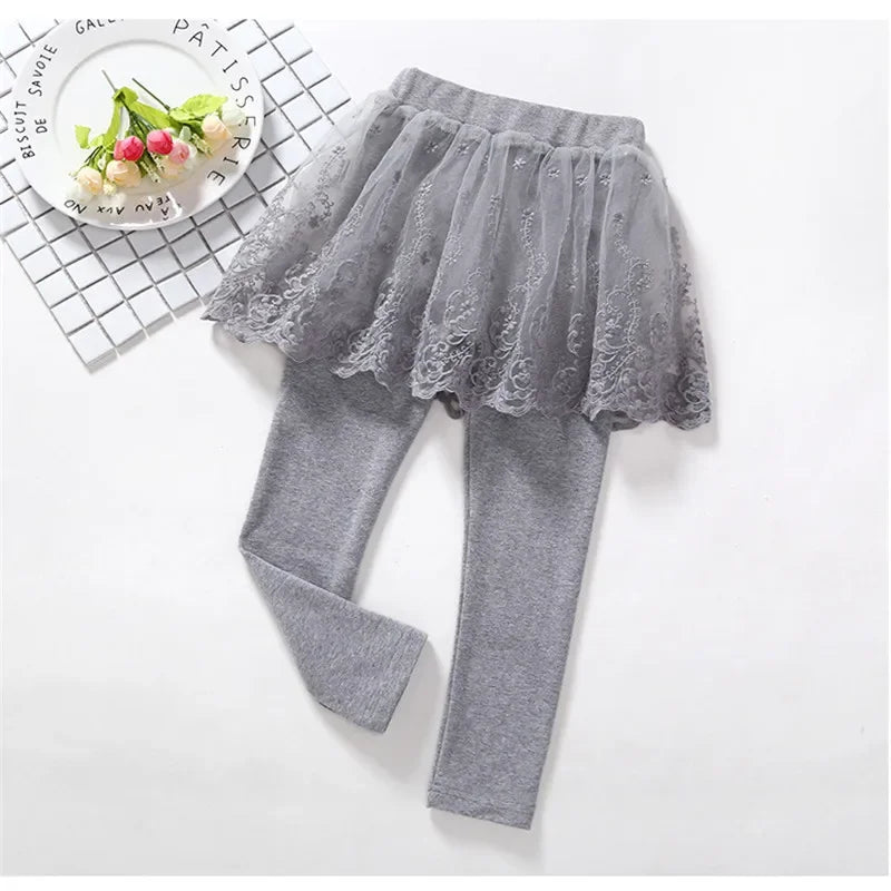New Baby Girls Leggings Lace Princess Skirt-pants Spring Autumn Children Slim Skirt Trousers for 2-7 Years Kids Clothes Electrokidsstore
