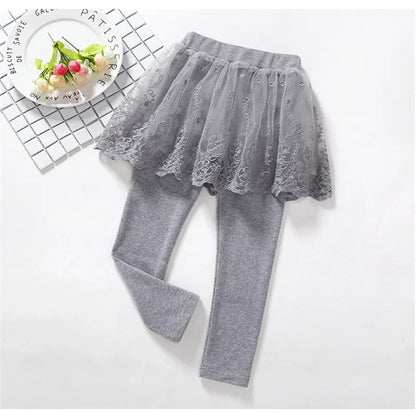 New Baby Girls Leggings Lace Princess Skirt-pants Spring Autumn Children Slim Skirt Trousers for 2-7 Years Kids Clothes Electrokidsstore