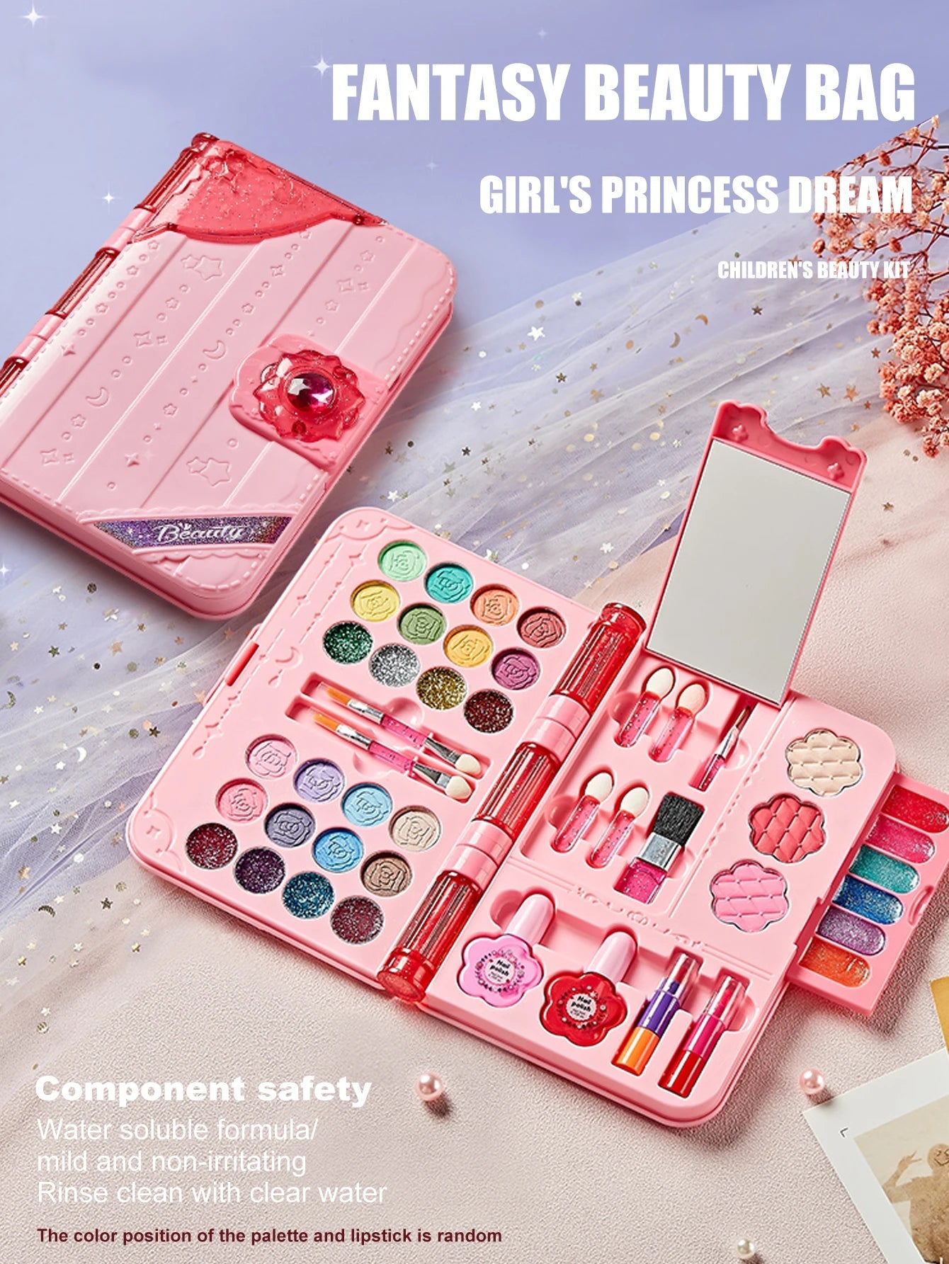 Kids Makeup Kit for Girl, Washable Play Make Up Toys Set with Mirror, Beauty Dress Up Set Toys for Age 3 4 5 6 7 8 9 10 11 12 Ye Electrokidsstore