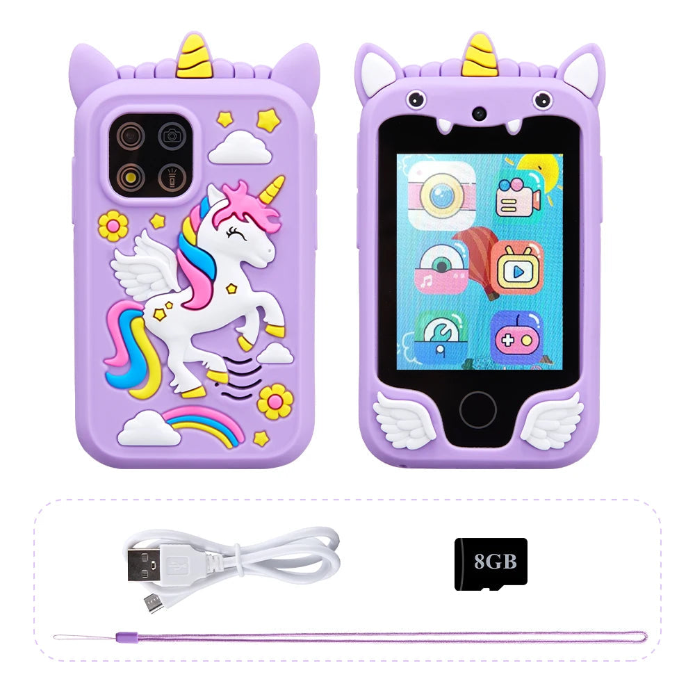Kids Smart Phone Camera Toys Touchscreen Unicorn Baby Mobile MP3 Player Digital Camera Educational Toys for Girls Boys Age 3-8 Electrokidsstore