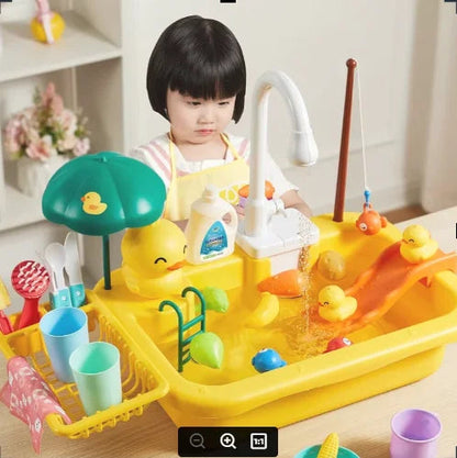 Kids Kitchen Sink Toys Electric Dishwasher Playing Toy With Running Water Pretend Play Food Fishing Toy Role Playing Girls Gift Electrokidsstore