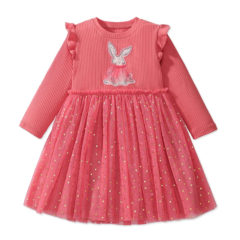 Little maven Kids Clothes Children's Clothing 2026 Autumn Cotton Baby Girls Cartoon Ballet Dancer Long Sleeves Dresses 2-7 year Electrokidsstore