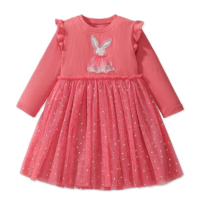 Little maven Kids Clothes Children's Clothing 2026 Autumn Cotton Baby Girls Cartoon Ballet Dancer Long Sleeves Dresses 2-7 year Electrokidsstore