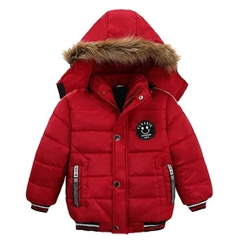 Autumn Winter Boys Jacket New Keep Warm Baby Coat Hooded Zipper Fashion Fur Collar Boys Outerwear 2 3 4 5 6 Years Kids Clothes Electrokidsstore
