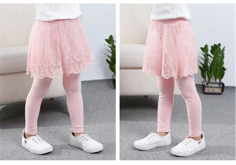 New Baby Girls Leggings Lace Princess Skirt-pants Spring Autumn Children Slim Skirt Trousers for 2-7 Years Kids Clothes Electrokidsstore