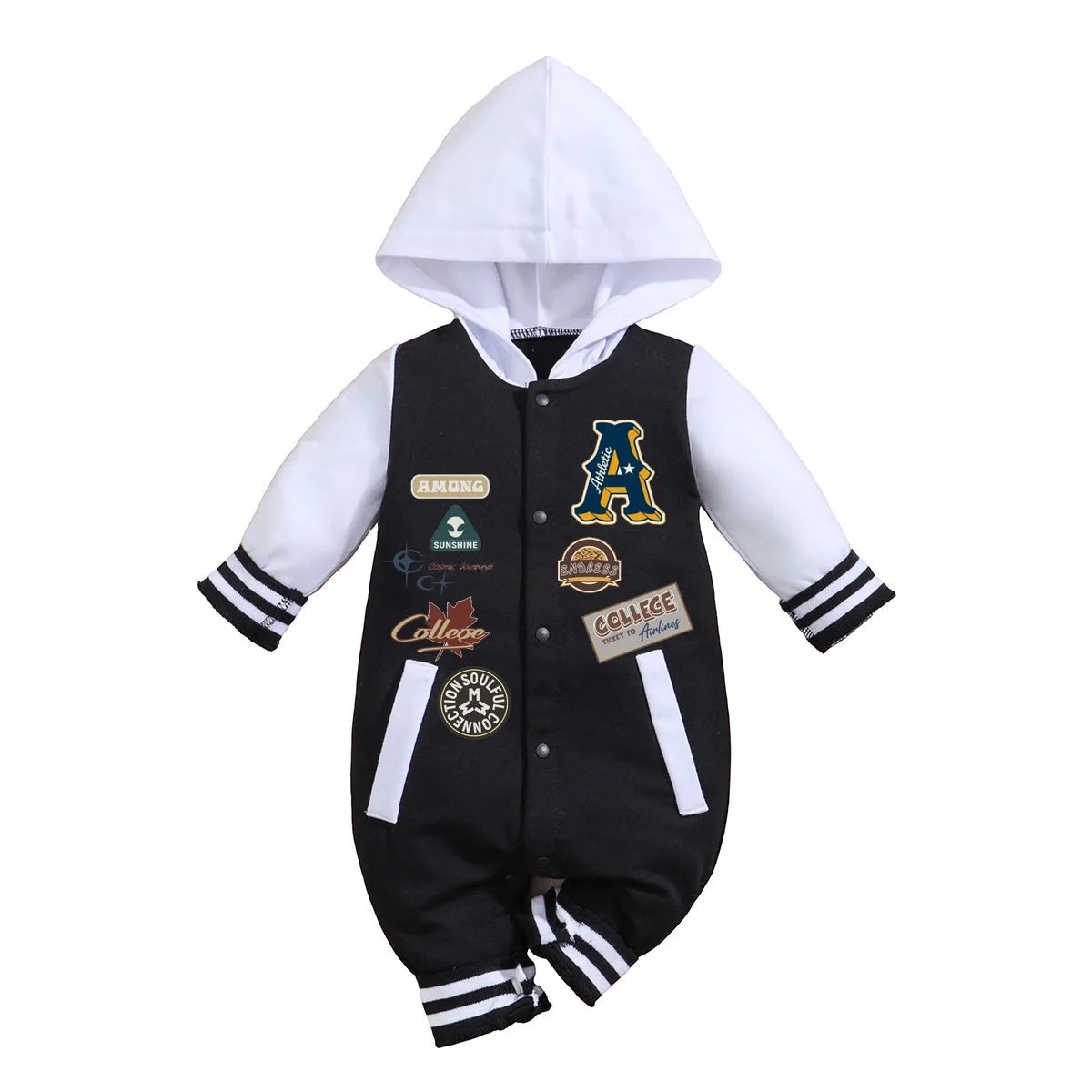 IURNXB Baby Boys Girls Romper Hooded Baseball Long Sleeve Infant Onesie Beach Outfits Newborn Sweatshirt Clothes Jumpsuit 0-18M Electrokidsstore