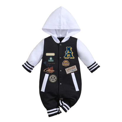 IURNXB Baby Boys Girls Romper Hooded Baseball Long Sleeve Infant Onesie Beach Outfits Newborn Sweatshirt Clothes Jumpsuit 0-18M Electrokidsstore