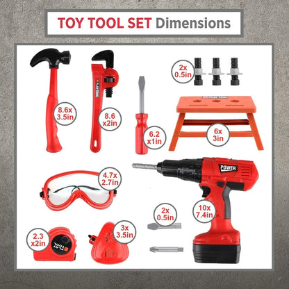 Children's Tool Set with Electric Toy Drill Kids Power Construction Toy Pretend Play Toy Tools Kit for Toddler Boys Girls Child Electrokidsstore