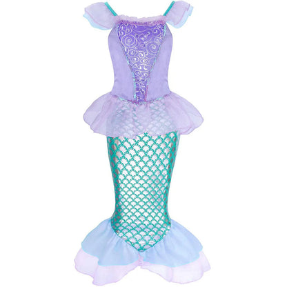 Fairy Tale The Little Mermaid Costume Glowing Princess Ball Gown ‌Featured with Embroidery Deluxe Carnival Human Ariel Dress Electrokidsstore