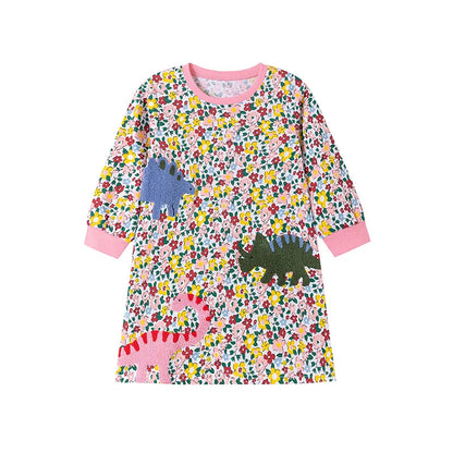 Little maven Kids Clothes Children's Clothing 2026 Autumn Cotton Baby Girls Cartoon Ballet Dancer Long Sleeves Dresses 2-7 year Electrokidsstore