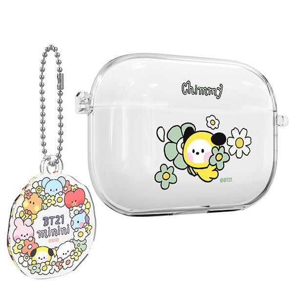BT21 Minini Happy Flower AirPods Pro Keyring Set Transparent Slim Case