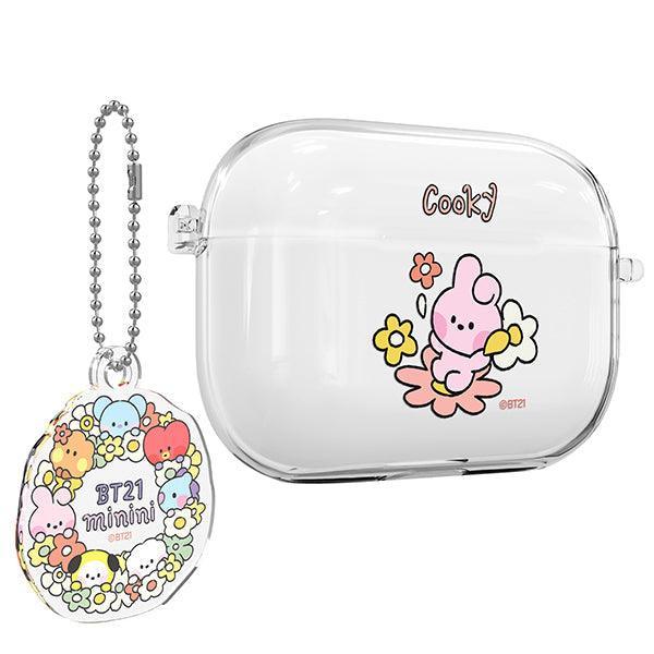 BT21 Minini Happy Flower AirPods Pro Keyring Set Transparent Slim Case