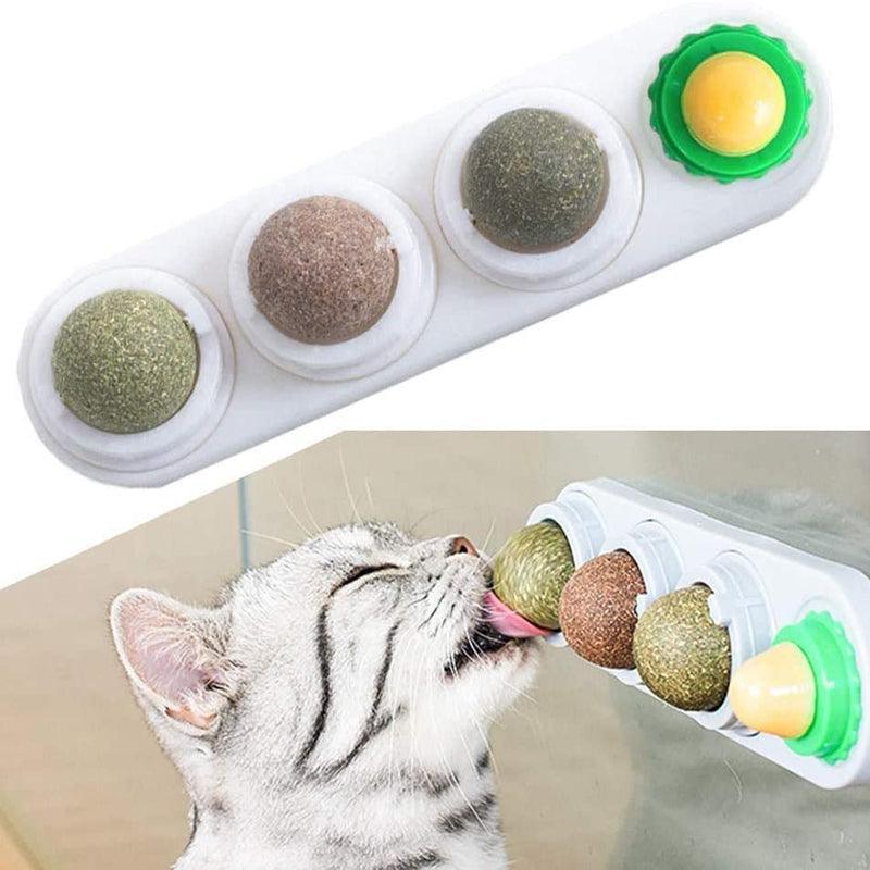 Cat Toy Catnip Ball Lick Solid Nutrition Help Digestion Wall Mount Hair Remover