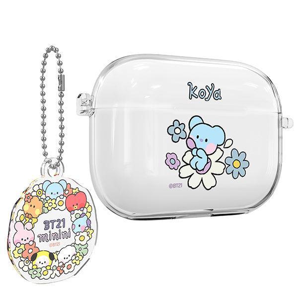 BT21 Minini Happy Flower AirPods Pro Keyring Set Transparent Slim Case