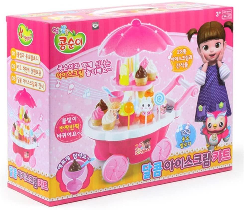 KONGSUNI Series Sweet Ice Cream Food Cart Shop Play Set Toy Flashing Light Play Korean Kid's Song (Single Product)