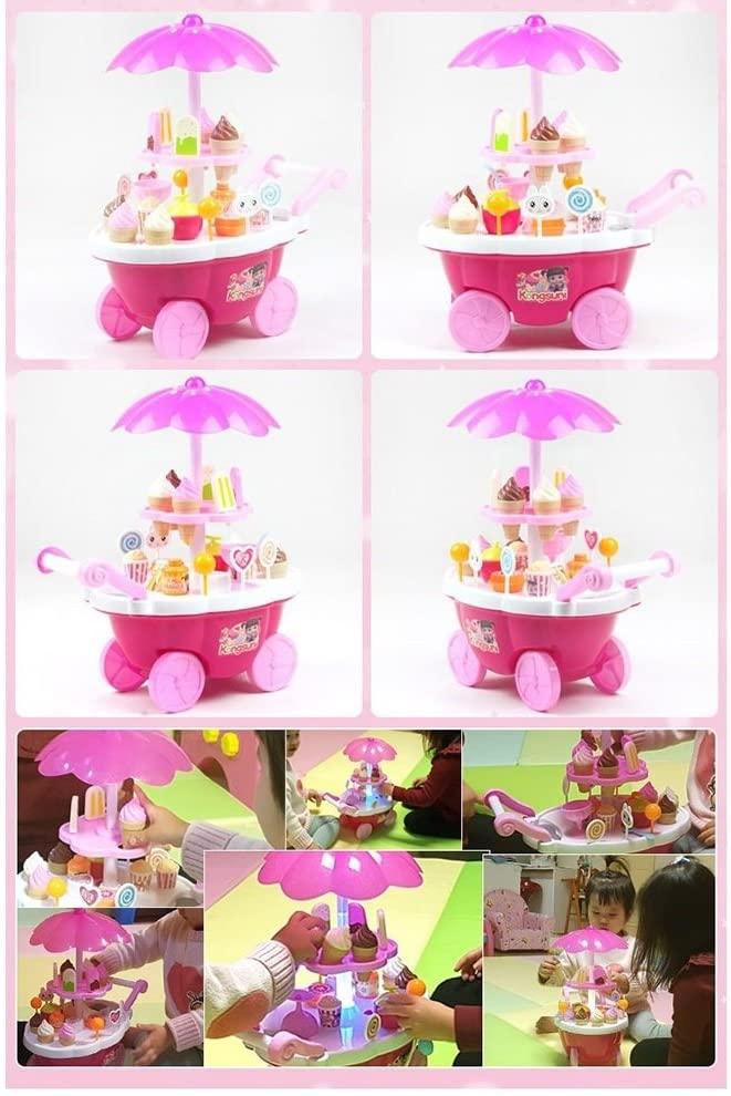 KONGSUNI Series Sweet Ice Cream Food Cart Shop Play Set Toy Flashing Light Play Korean Kid's Song (Single Product)